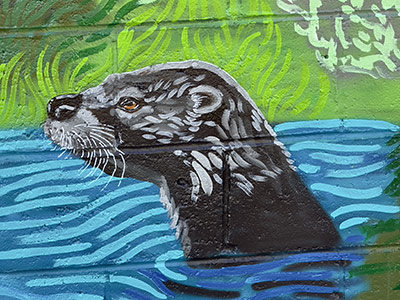 Wild Journeys mural — the story of the otter.